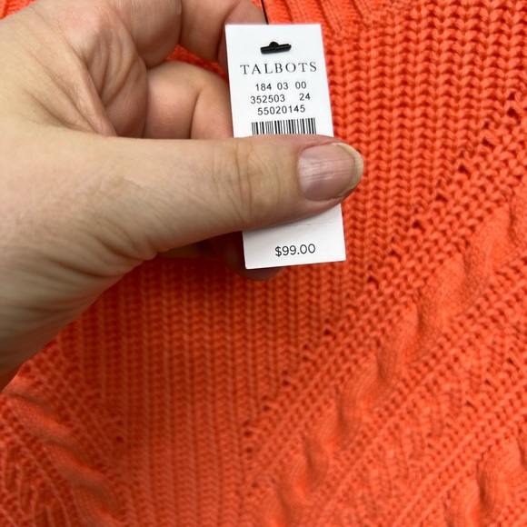NWT Talbots Pretty Orange Thick Multiweave Long Sleeve Sweater - Picture 4 of 5